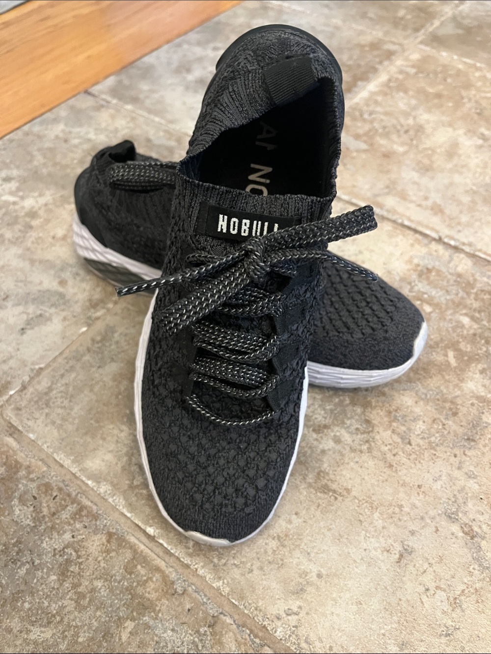 Nobull grey Knit Lace-Up Sneakers with White Sole wore only a few times